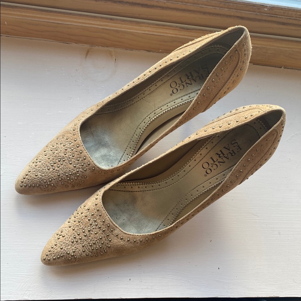 Vintage Franco Sarto Tan Studded Pumps